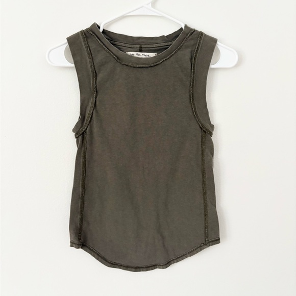 We The Free Olive Green Go To Crewneck Cotton Muscle Tee Tank Top Size XS - Picture 4 of 7